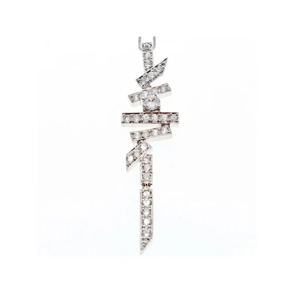 925 Sterling Silver CZ Chain with Pendant Italy